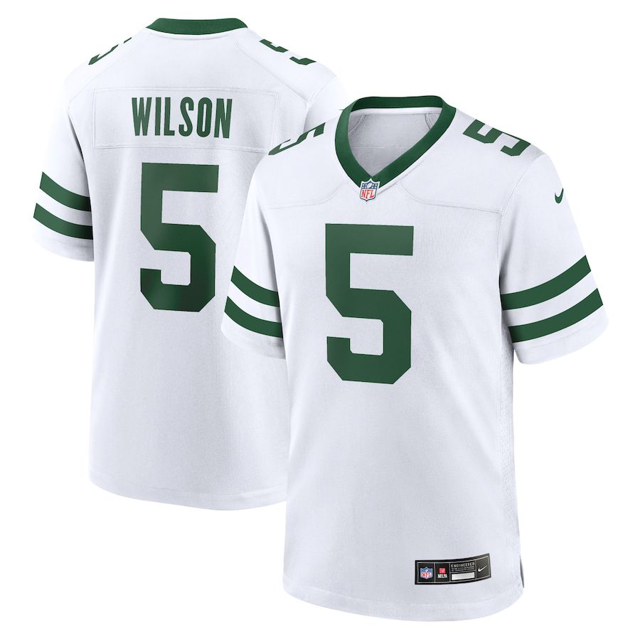 Men New York Jets #5 Garrett Wilson Nike Legacy White Game NFL Jersey